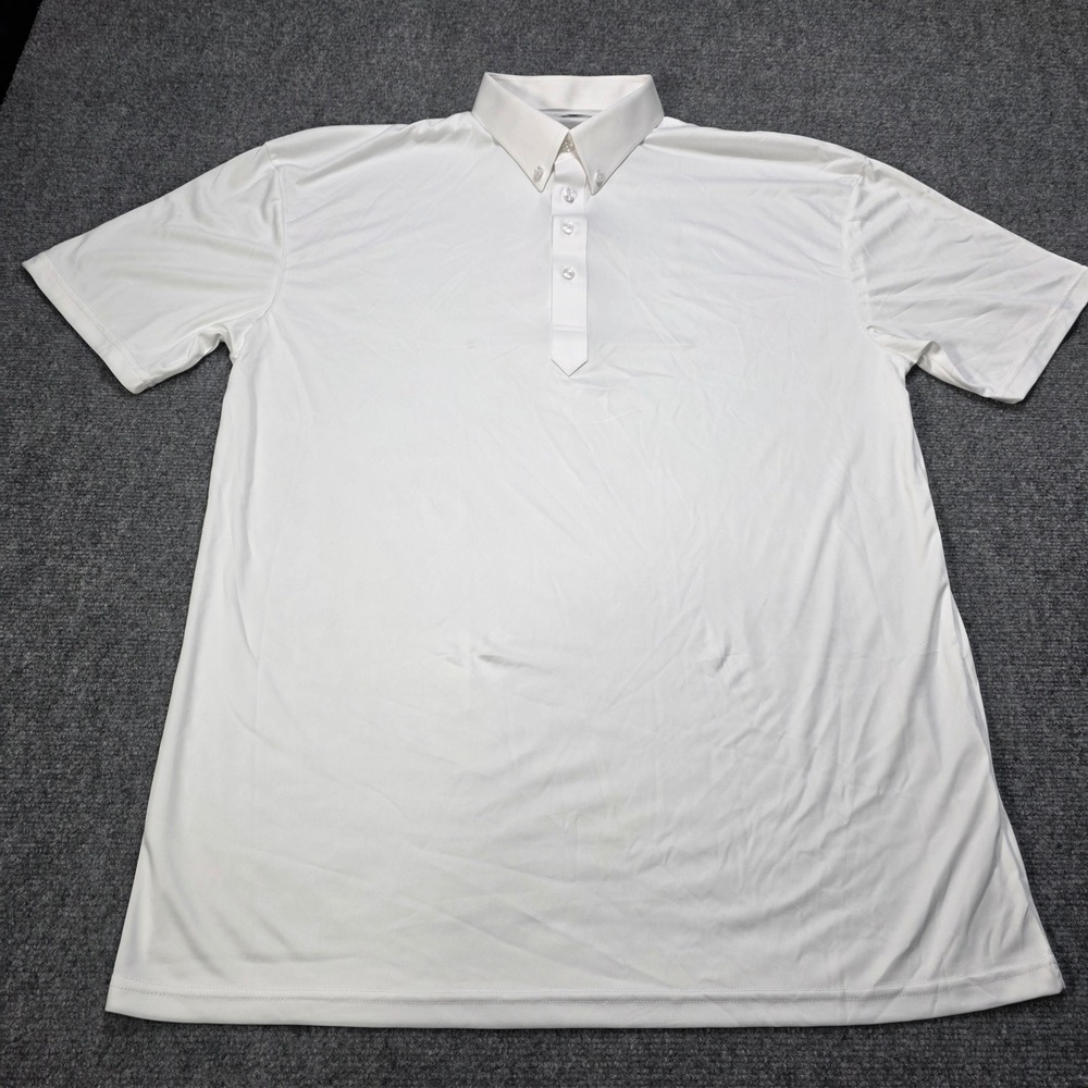Collars & Co Mens Dress Collar Polo Shirt White 2XL Tall Polyester Button Collar
